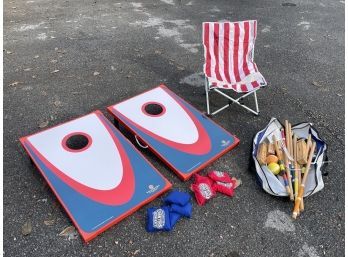 Bean Bag Toss, Lawn Chair, And Croquet - Outdoor Games