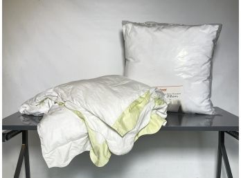 A Pair Of West Elm Twin Feather Comforters, Duvets, And NEW Euro Square Pillows