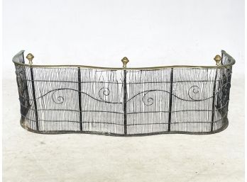 A Vintage Brass And Wrought Iron Fireplace Fender