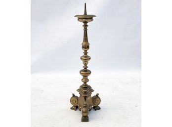 A Very Large Antique Brass Candlestick, From Old Church