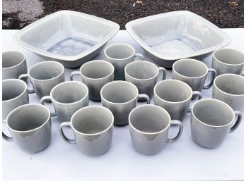 A Large Set Of Mugs And Serving Bowls By Juliska