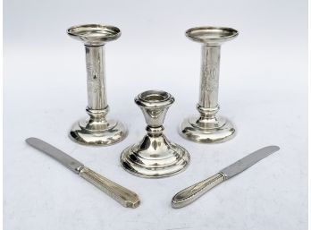 Vintage Weighted Sterling Candlesticks And More