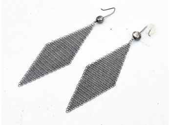 A Pair Of Vintage 1980's Sterling Silver Earrings By Elsa Peretti