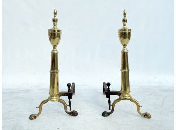 A Pair Of Vintage Brass Andirons