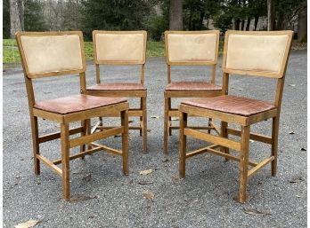 A Set Of 4 Vintage Snakeskin Upholstered Folding Chairs