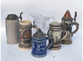 Assorted Vintage Beer Mugs And Vessels
