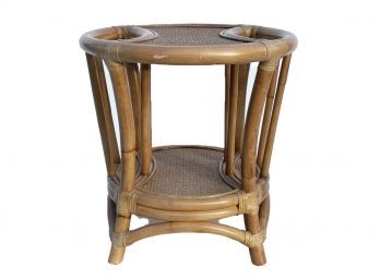 A Vintage Rattan Side Table With Built In Magazine Racks By Lane Furniture