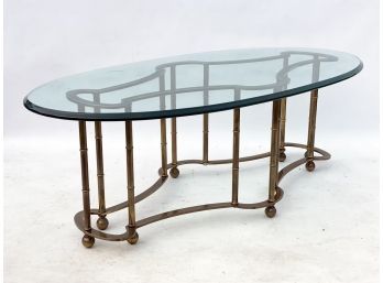 A Vintage Brass And Glass Coffee Table