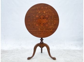 A Gorgeous Antique Inlaid Marquetry Tilt Top Occasional Table
