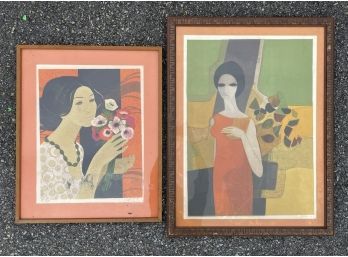 A Pairing Of Mid Century Lithographs - Female Form