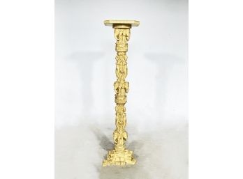 An Intricately Carved Antique Ivory Style Pedestal