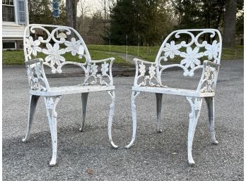 A Pair Of Vintage Cast Aluminum Arm Chairs After Molla Furniture