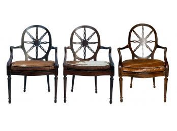 A Trio Of Vintage Wagon Wheel Back Chairs