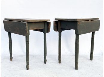 A Pair Of Rustic Turned Pine Pembroke End Tables