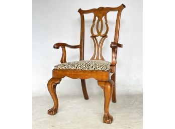 A Chippendale Style Arm Chair With Faux Animal Print Upholstery