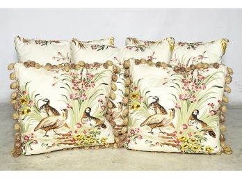 A Set Of Waterfowl Print Down Pillows