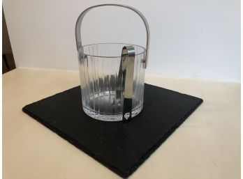 Glass And Stainless Ice Bucket 6x9 And Slate Tile Felt Bottom Pad 13x13