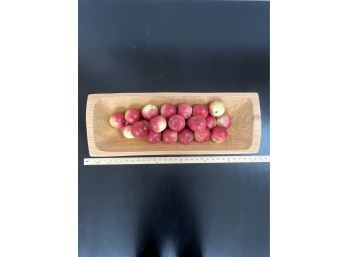 Dough Trough A Rectangular Wooden Display 29.25x10.25,  Detailed  Decorative Apples Taste Tested By Zach