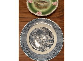 Collectible Plates - Currier And Ives 10 Inches - Trout 9 Inches
