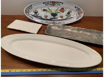 Four Appetizer Serving Platters Ceramic Metal 10' To 24'