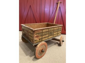 Antique Wooden Wagon Childrens Pull Toy