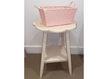Pale Pink Side Table 18x24' With Pink Basket 12x8x6