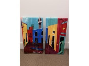 Two Decorative Pictures On Canvas 12x24'