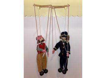 Marionette Puppets Wood 27' Pirate And Police Officer