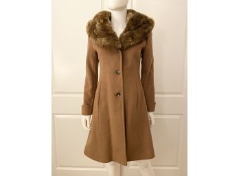 Ralph Lauren Faux-Fur-Trim Walker Coat Size 0