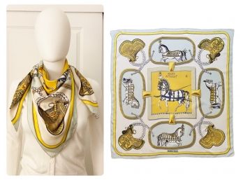 Vintage Hermes 100 Percent Silk Scarf - 36 Inch X 36 Inch