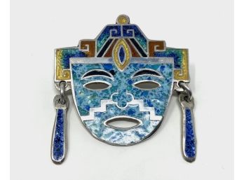 Mexican Sterling Silver Tribal Brooch