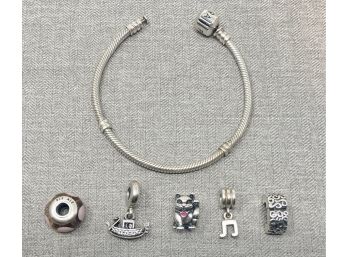 Pandora Sterling Silver Bracelet And Charms