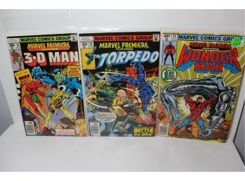 3 Marvel Premiere Featuring  ... #36 Featuring 3-D Man, #40 Featuring The Torpedo, #55 Featuring Wonder Man