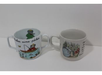 2 Vintage Collectible Coffee Cups - Limoges Babar & Wedgewood Beatrix Potter Peter Rabbit