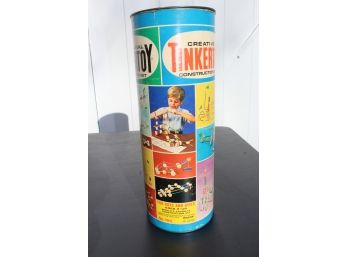 Vintage Tinker Toy Tube Over 200 Pieces