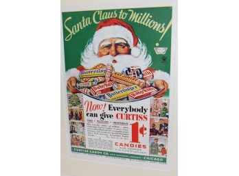 1934 Curtis Candy Ad With Santa Claus - Give A Butterfingers Today!