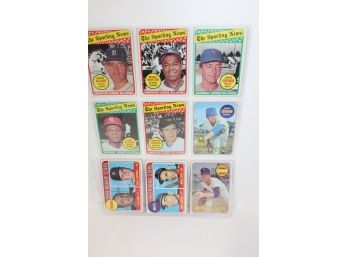 1969 Topps Baseball 9 Card Group - 5 Sporting News All-stars