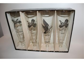 Vintage Federal Glass Sportsman Pilsner Beer Glasses Set Of 4