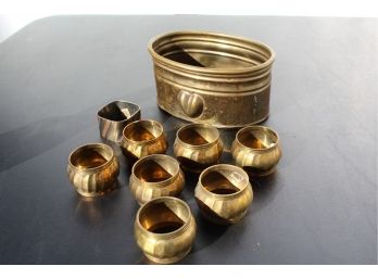 7 Matching Brass Napkin Rings From India