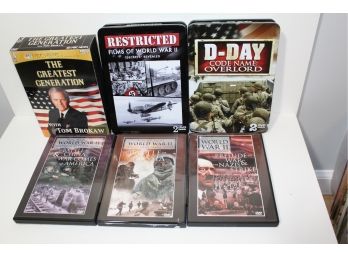 4 Sets Of WWII Documentary DVDs - 2 In Collectors Metal Boxes