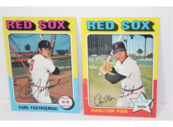 1975 Topps Baseball Carlton Fisk & Carl Yastrzemski Cards