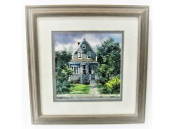 Listed Artist Erin O'Dell Original Watercolor Painting House In Nova Scotia