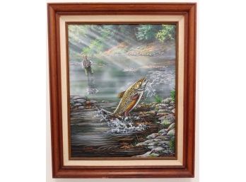 Pennsylvania Wildlife Artist Chris Scheidler Original Oil Painting Trout Fishing