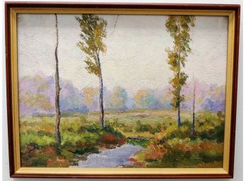 Listed Artist Ann Crane  (1881-1948) Impressionist Landscape Oil Painting