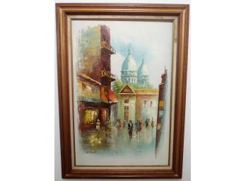 Large Vintage Impressionist Paris Street Scene Oil Painting Signed Peters