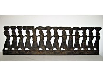 Vintage African 39' Wood Carving Wall Sculpture  Basket Carriers