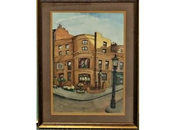 Well Done English Watercolor Gouache Painting 'The Victoria Pub'  By J Ashe