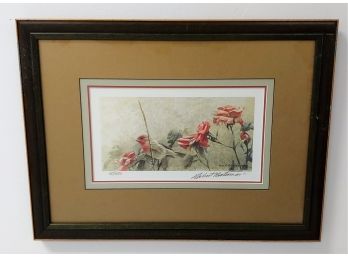 Highly Listed Canadian Artist Robert McLellan Bateman Hand Signed Limited Ed Lithograph House Finch & Roses