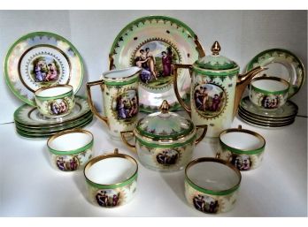 Gorgeous Czech Hand Painted Neoclassical Bohemian  Tea/coffee Set