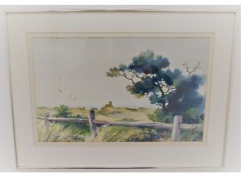 Vintage Connecticut Shoreline Impressionist Watercolor Painting By Shirley LeQuier